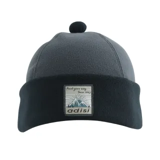 【ADISI】雙層超細纖維抗風反摺保暖帽 AH23075 / 深灰-黑(帽子 毛帽 刷毛帽 保暖帽)