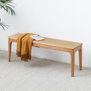 【Taoshop 淘家舖】W-日式全實木 長條凳現代簡約橡木餐凳北歐家用小戶型原木長凳 W0413 原木色125cm窄款
