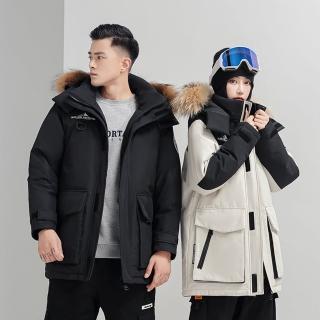 【巴黎精品】現貨+預購 真羽絨90%鴨絨羽絨外套羽絨衣夾克(保暖個性工裝連帽毛領男女外套3色a1dj10)