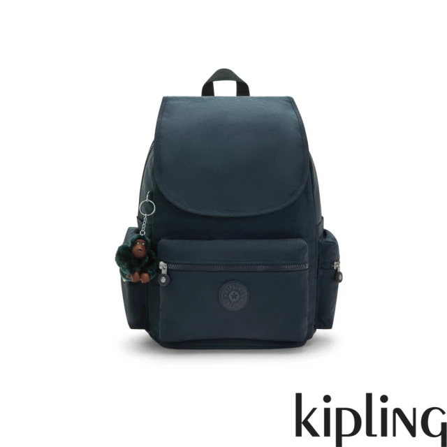 KIPLING官方旗艦館 深邃亮藍色多袋實用側背包-GABB