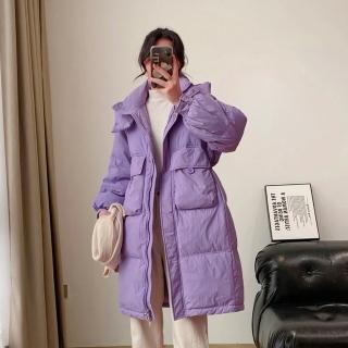 【巴黎精品】現貨+預購 真羽絨90%白鴨絨羽絨外套羽絨衣夾克(保暖連帽長版及膝大口袋女外套4色a1dj30)