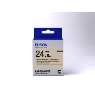 【EPSON】標籤帶 消光霧面系列 奶茶底黑字/24mm(LK-6JBJ)