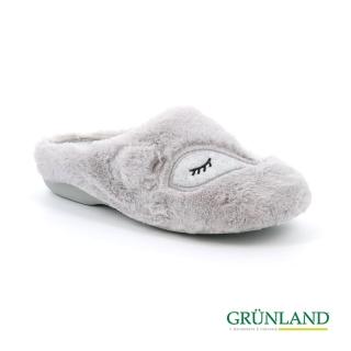 【GRUNLAND】義大利超可愛狐狸造型保暖拖鞋 灰(義大利進口健康舒適鞋 獨家)