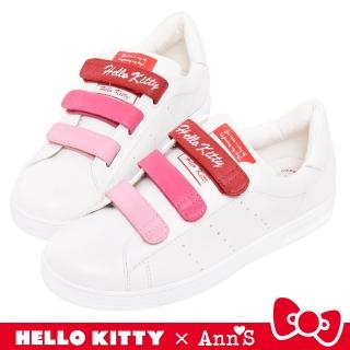 【Ann’S】Ann’S X Sanrio三麗鷗 HELLO KITTY聯名粉紅漸層三條魔鬼氈立體蝴蝶結2WAY球鞋(白)