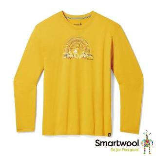 【SmartWool官方直營】塗鴉長袖 夏日依山 蜂蜜黃(美麗諾羊毛衣 吸濕排汗 抑菌抗臭 親膚透氣 日常穿搭)
