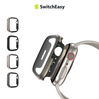 【SwitchEasy】Apple Watch  9/8/7/6/5/4/SE 45mm Modern Hybrid 鋼化玻璃鋁合金保護殼(通用最新S9)