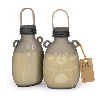 【haakaa】Haakaa矽膠小熊儲乳袋 260ml-2入(可重複使用母乳儲存袋)