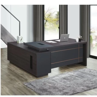 【AS雅司設計】AS-特洛伊雙色線條2米L型辦公桌-含側櫃-總寬:200x77cm  側櫃180x50x65cm-不含活動櫃