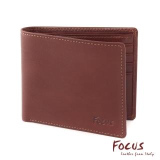 【FOCUS】簡約透明窗拉鍊5卡真皮男短夾FTB2288(義大利植鞣革/頭層牛皮/男皮夾)