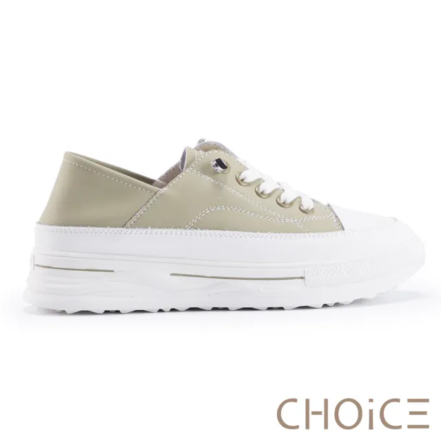 【CHOiCE】真皮免綁帶厚底兩穿休閒鞋(綠色)