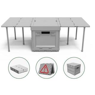 【May Shop】兩入組 可折疊收納箱帶蓋戶外多功能側開門(延伸摺疊置物桌箱)