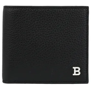 【BALLY】BYIE 金屬B字LOGO小牛皮雙層4卡零錢短夾(黑)