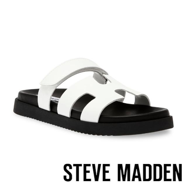 【steve madden】MAYVEN-CN 魔鬼氈休閒H涼拖鞋(白色)