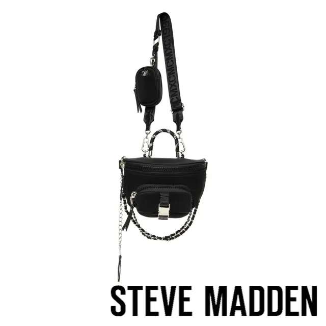 【steve madden】BTOUGH 皮帶立體子母斜背腰包(黑色)