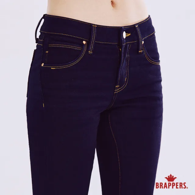 【BRAPPERS】女款 保暖中腰彈性窄管褲(深藍)