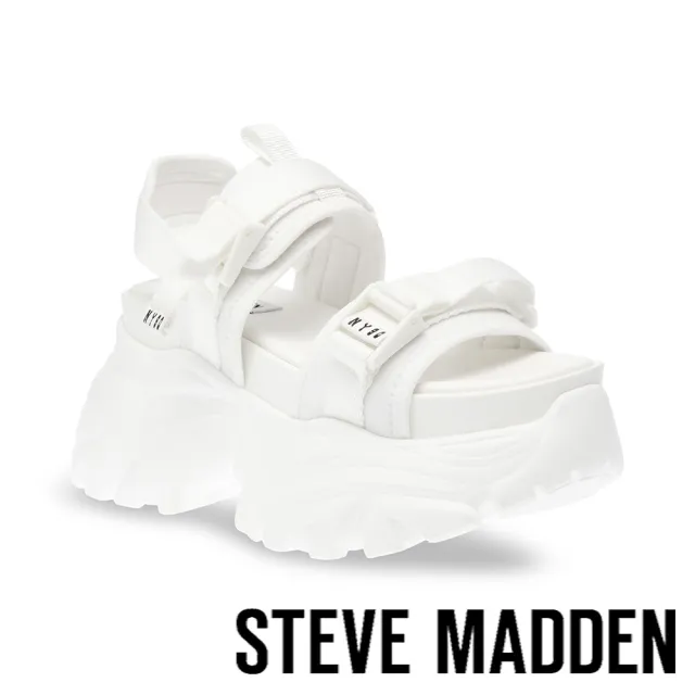 【STEVE MADDEN】VORTEXS 扣帶超厚底休閒涼鞋(白色)