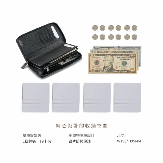 【Crocodile】長夾 拉鍊長夾 錢包 19卡 RFID Aston奧斯頓系列-0103-11407-鱷魚皮件(新品上