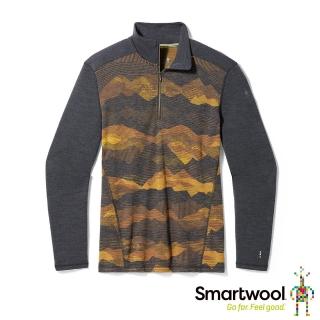 【SmartWool官方直營】男Thermal 美麗諾羊毛長袖拉鍊T 山景炭灰(美麗諾羊毛衣 保暖衣 排汗衣 底層衣)