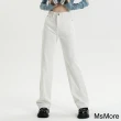 【MsMore】白色闊腿牛仔褲高腰時尚直筒寬鬆闊腿拖地長褲#120300(白)