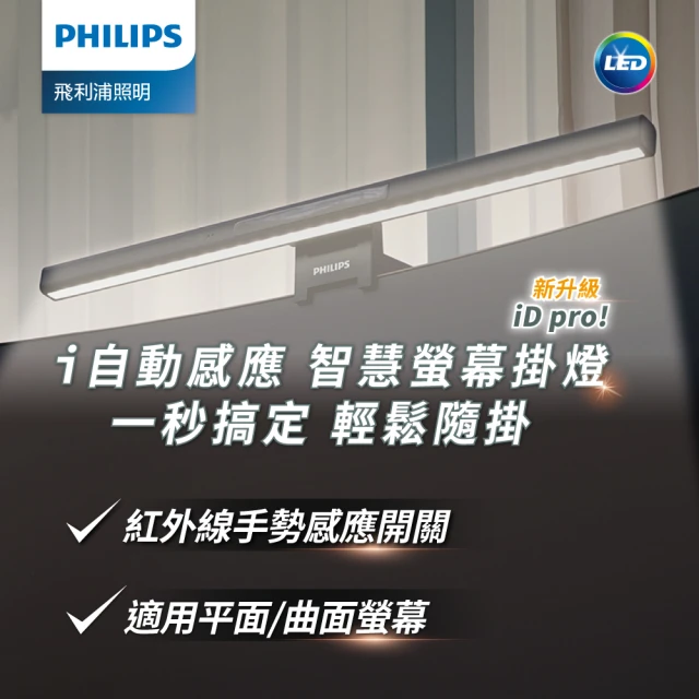 【Philips 飛利浦】66219 品笛二代全光譜智慧螢幕掛燈 iD pro(PD052 一揮即亮)