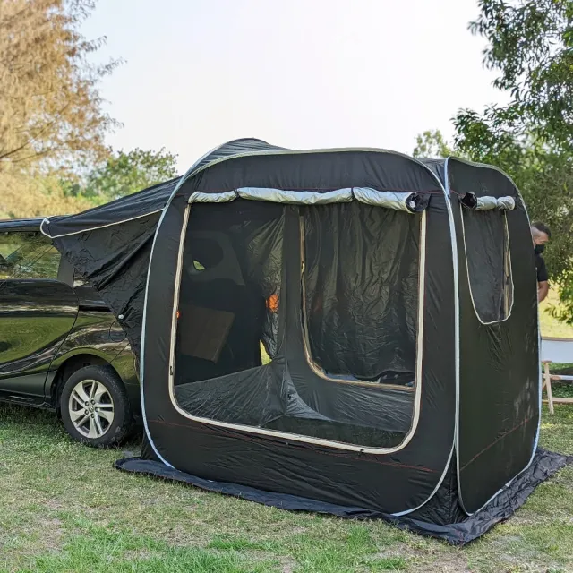 【May shop】黑色  車泊必備 車尾帳 車邊帳 可獨立當客廳帳(3秒開帳 免搭帳)