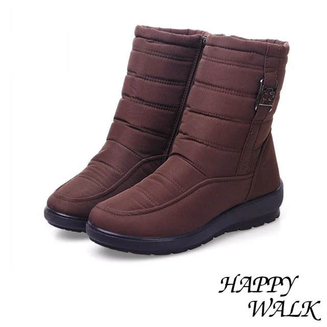 HAPPY WALKHAPPY WALK 輕量時尚釦飾雙層防水防滑加厚保暖雪靴(棕)