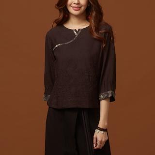 【古典美】08047刺繡古布上衣(茶禪服/中國風/國服/漢服/手染服/棉麻/亞麻/天然纖維)