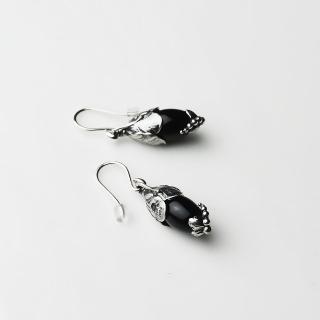【Georg Jensen 喬治傑生】2024年度黑瑪瑙純銀針式耳環