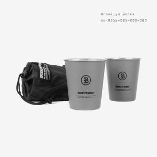 【BROOKLYN WORKS】不鏽鋼單杯 灰色 2入組(時尚設計 收納方便 附收納袋)