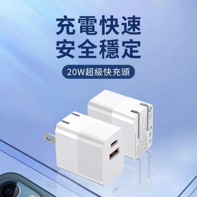 【YUNMI】雙孔1A1C 20W USB+PD摺疊充電頭(支援iPhone13/14/15/16)