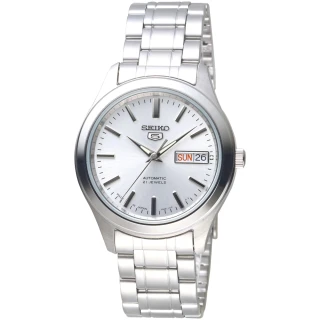 【SEIKO 精工】手錶 時尚新貴日本製5號自動機械腕錶-銀白面/SNKM41J1(保固二年)