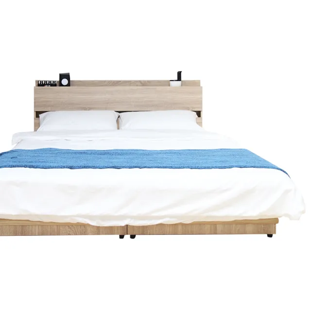 【H&D 東稻家居】DIGNITAS 狄尼塔斯5尺房間組-2件組(床頭+床底 房間組合 木床 床頭片 床底座)