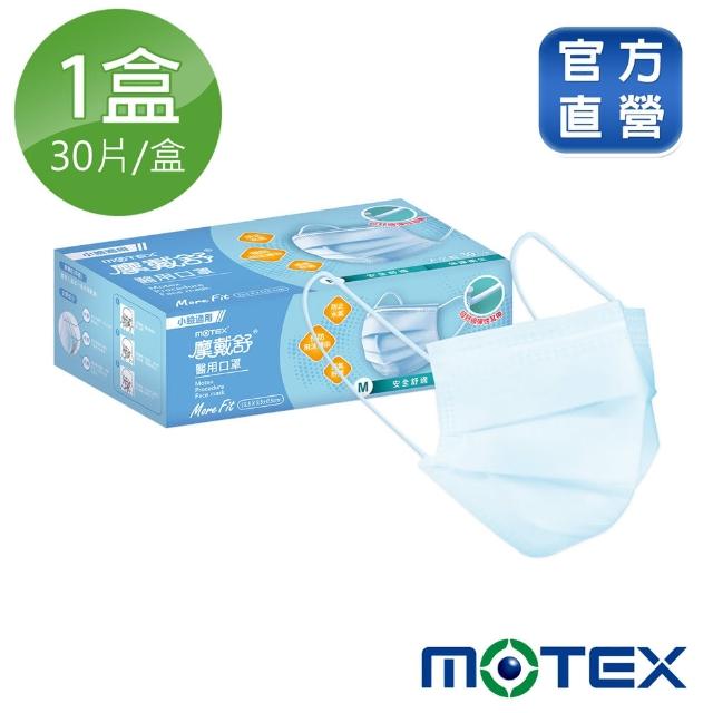 【MOTEX 摩戴舒】平面醫用口罩 小臉款 天空藍(30片/盒)