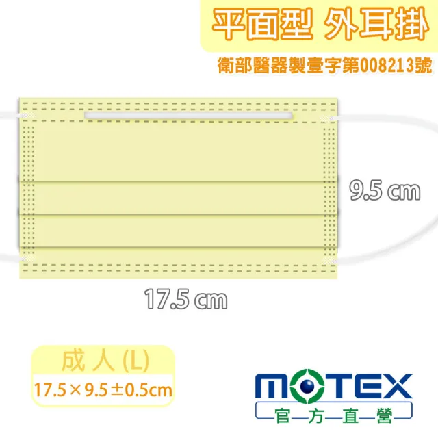 【MOTEX 摩戴舒】平面醫用口罩 萊姆黃(50片/盒)