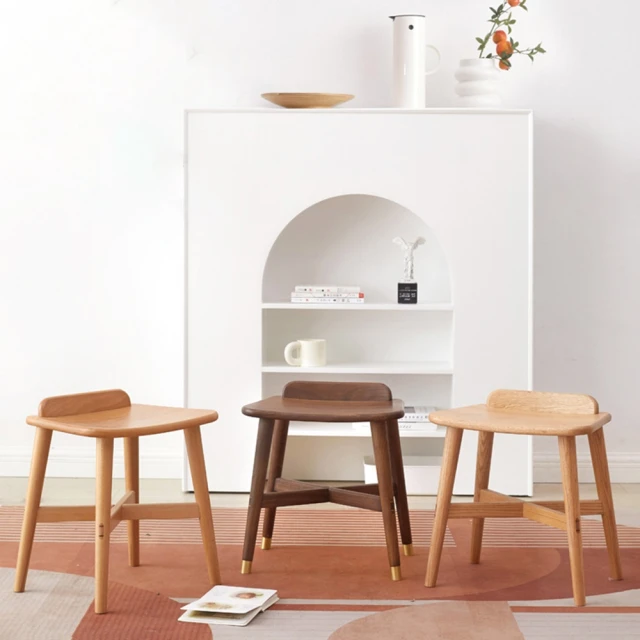 Taoshop 淘家舖 W北歐軟包靠背全實木餐椅現代簡約橡木