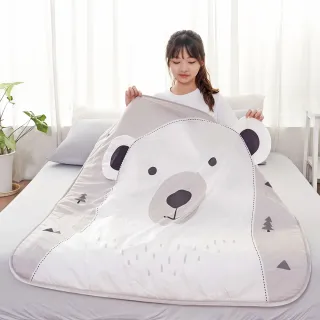 【BELLE VIE】純棉大熊鋪蓋兩用午睡墊 四季蓋被-110x110cm(露營墊/幼兒園午休墊/涼被)