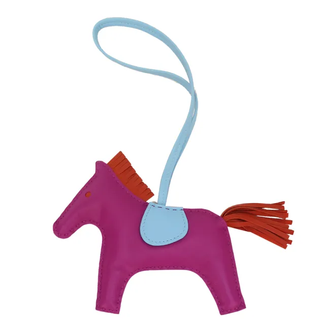 【Hermes 愛馬仕】Rodeo小羊皮撞色手工馬兒吊飾(中/紫)