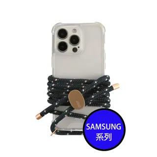 【韓國ARNO】Samsung Galaxy 全型號BASIC透明手機殼+知性海軍藍色背帶150cm組合