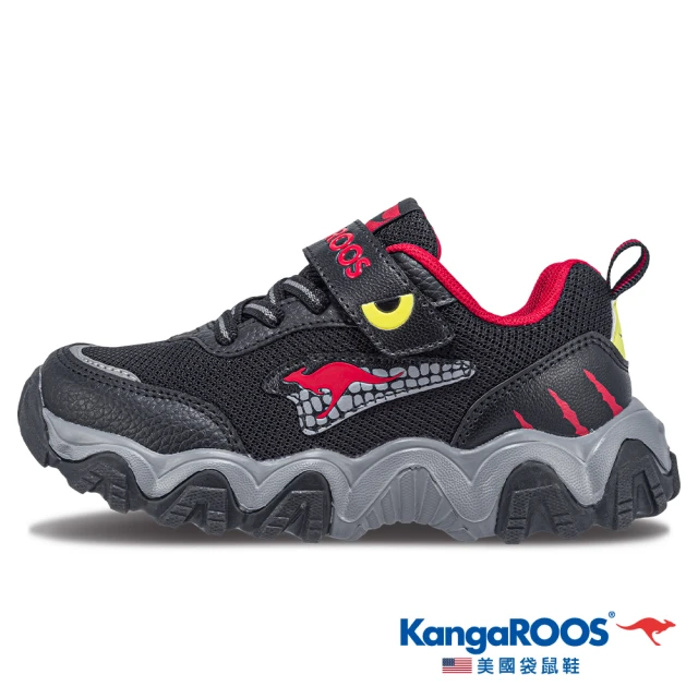 KangaROOSKangaROOS 童鞋 DINO 恐龍系鋸齒童鞋 緩震支撐 減壓鞋墊(黑/紅-KK41330)