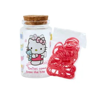 【小禮堂】三麗鷗 橡皮髮圈附玻璃罐 - 復古系列 Kitty 美樂蒂 兔媽媽(平輸品)