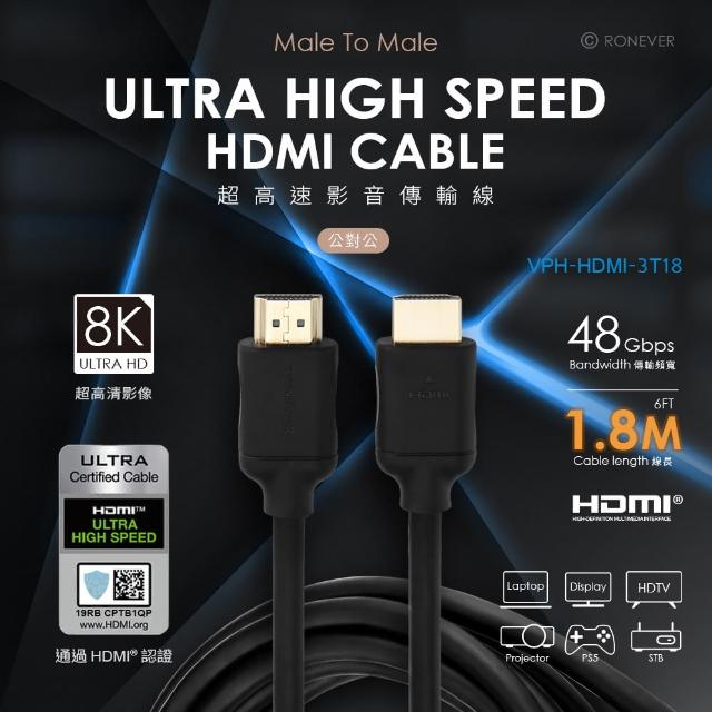 【RONEVER】VPH-HDMI-3T18 HDMI高速影音傳輸線(HDMI-1.8M)