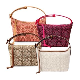 【LOEWE 羅威】Cubi Anagram緹花布面拚接小牛皮手提包(多色可選)