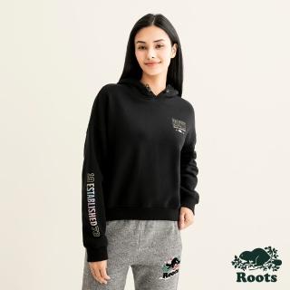 【Roots】Roots 女裝- 休閒生活系列短版 連帽上衣(黑色)