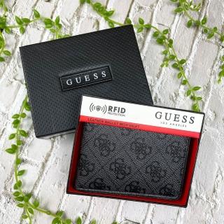 【GUESS】真皮 皮夾 黑灰滿版 零錢袋 防刮 短夾 皮革 錢包 送禮 平輸品(短夾8625BR3)