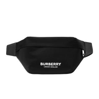 【BURBERRY 巴寶莉】新款Sonny徽標印花尼龍腰包(黑色)