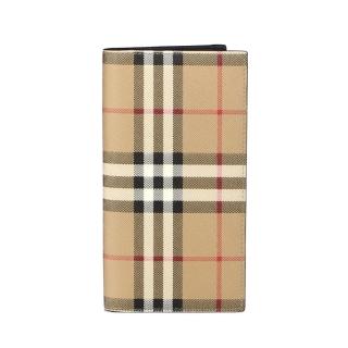 【burberry 巴寶莉】vintage check 經典格紋對開長夾(卡其)