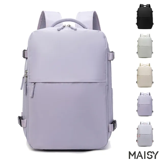 【MAISY】時尚外出多功能旅行大容量牛津布包(現+預  黑色／紫色／米色／白色／粉灰