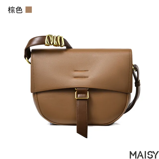 【MAISY】摩登氣質百搭大容量流行馬鞍包(現+預  黑色／棕色)