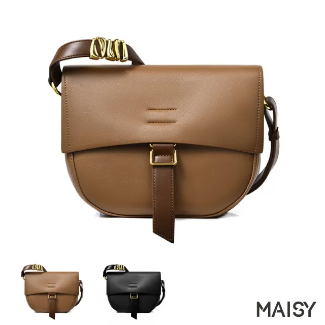 【MAISY】摩登氣質百搭大容量流行馬鞍包(現+預 黑色/棕色)