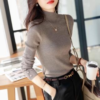 【ONEY 歐妮】★微領內搭長袖釦造型上衣(高領/女裝)